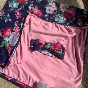 Posh peanut navy floral double sided swaddle